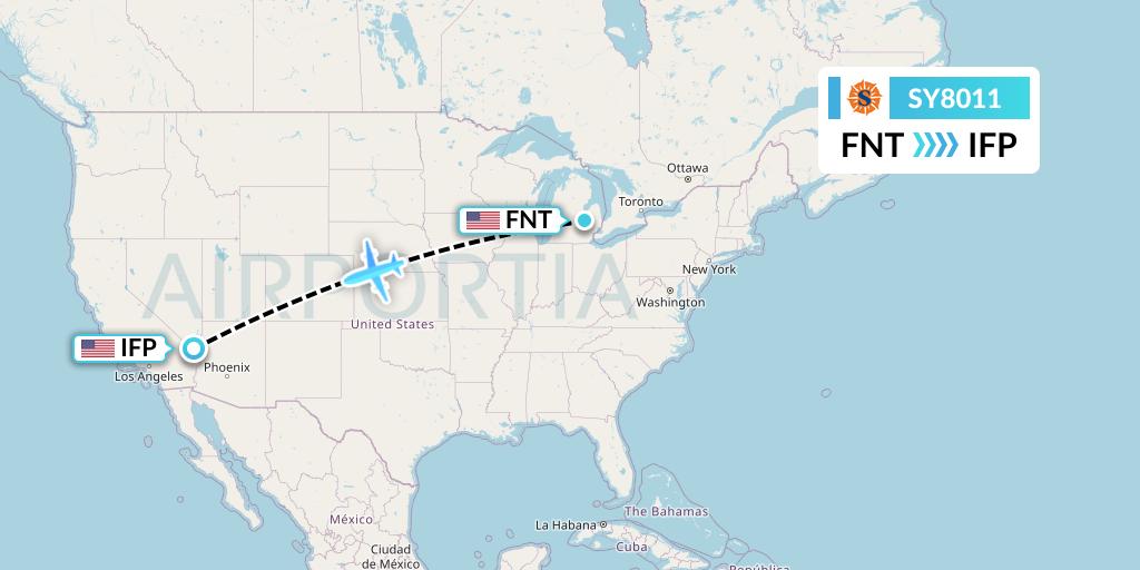 SY8011 Sun Country Airlines Flight Map: Flint to Bullhead City