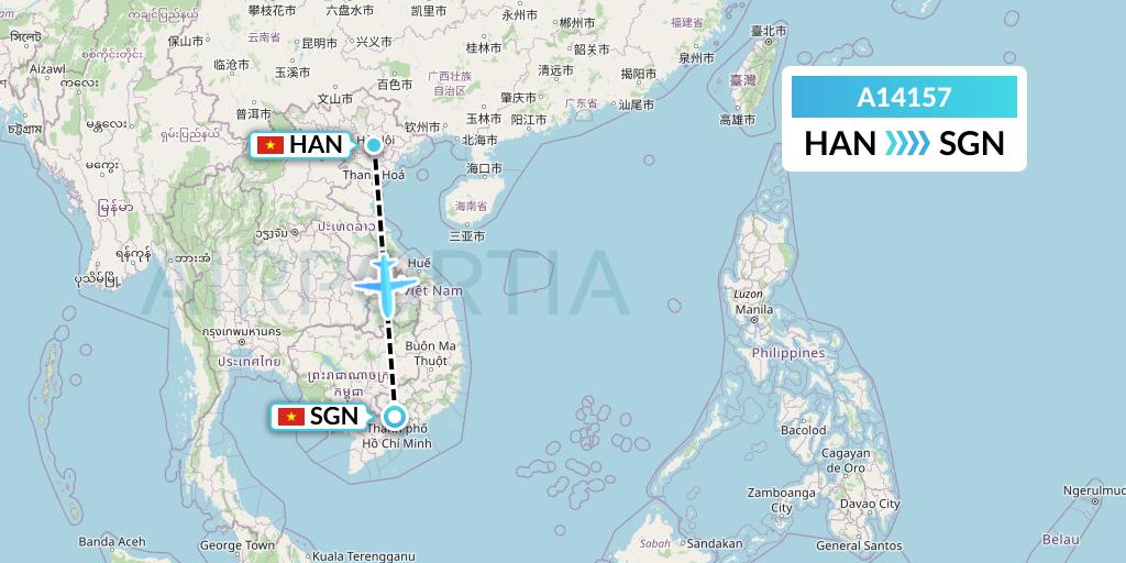 A14157 A.p.g. Distribution Systems Flight Map: Hanoi to Ho Chi Minh City