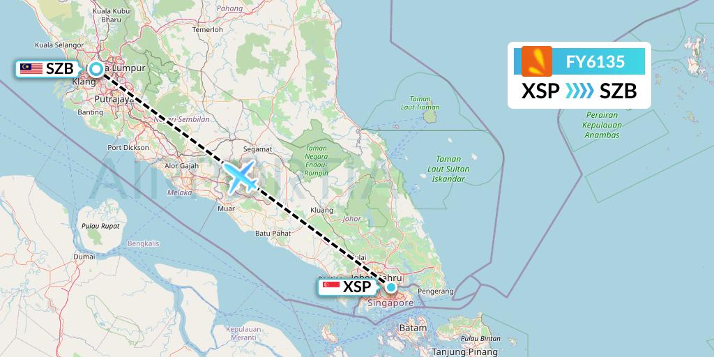 FY6135 Firefly Flight Map: Seletar to Kuala Lumpur