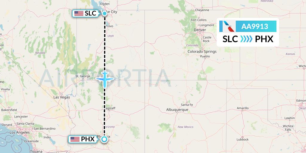 AA9913 American Airlines Flight Map: Salt Lake City to Phoenix