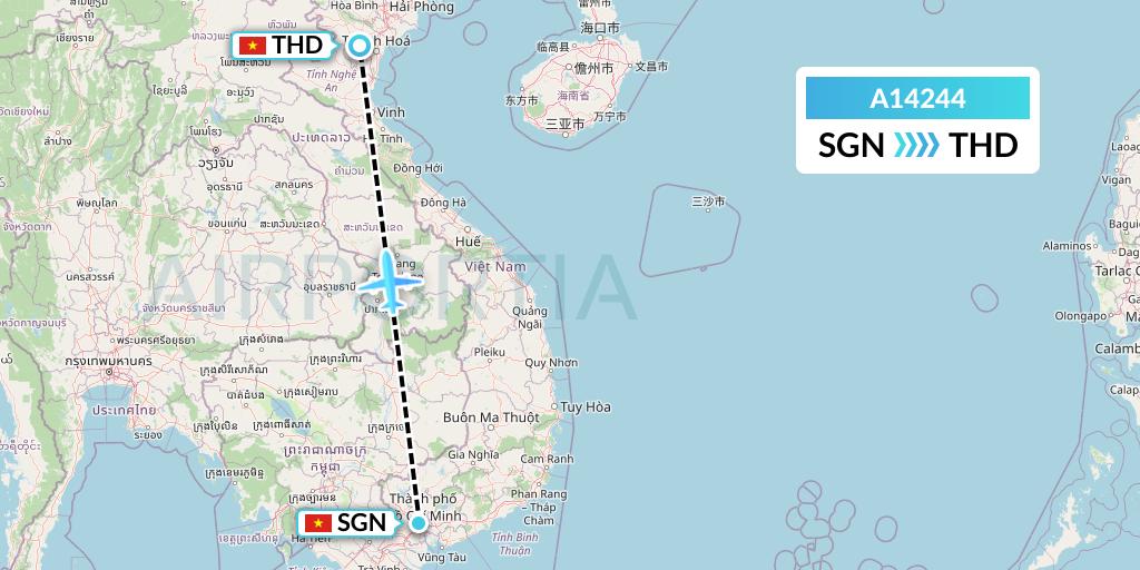 A14244 A.p.g. Distribution Systems Flight Map: Ho Chi Minh City to Hanoi
