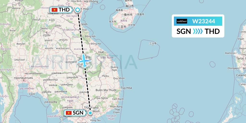 W23244 Flex Flight Flight Map: Ho Chi Minh City to Hanoi