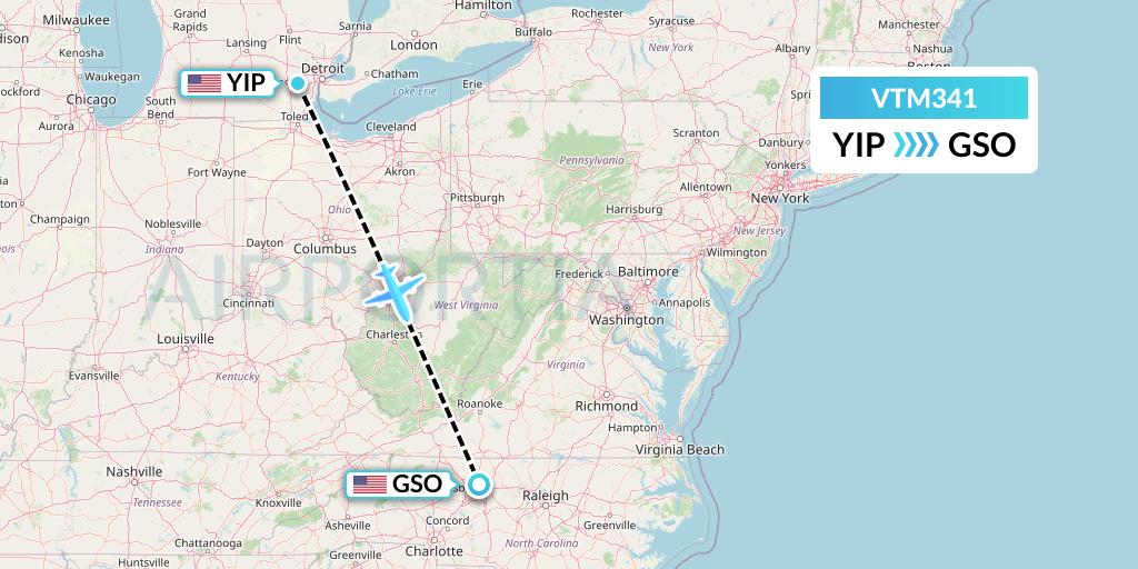 VTM341 Flight Status Aeronaves TSM Detroit to Greensboro