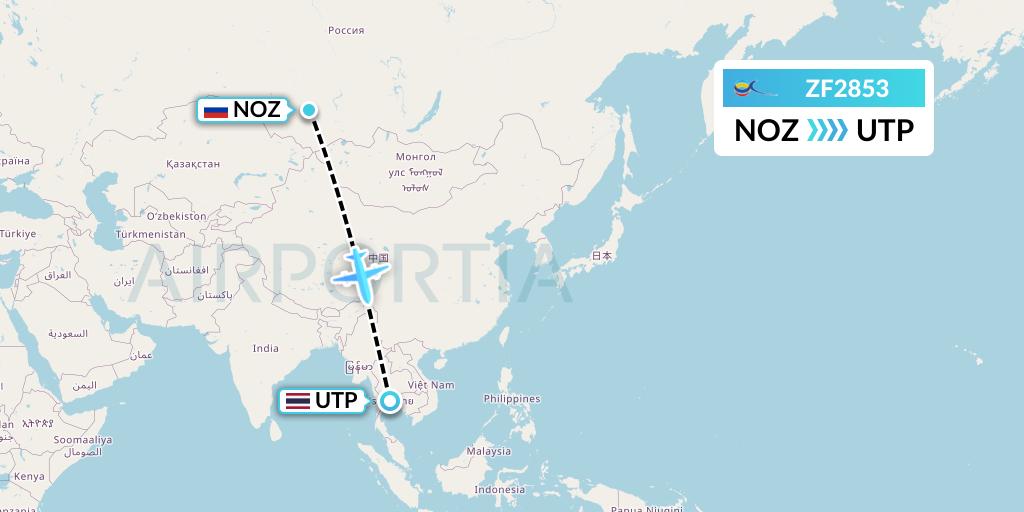 ZF2853 Azur Air Flight Map: Novokuznetsk to Rayong