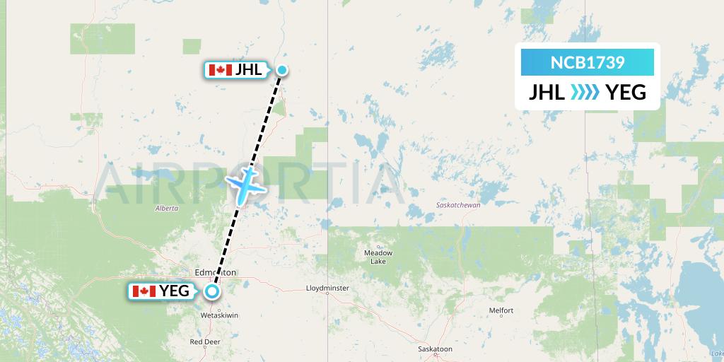 NCB1739 North Caribou Flying Service Flight Map: Fort MacKay to Edmonton