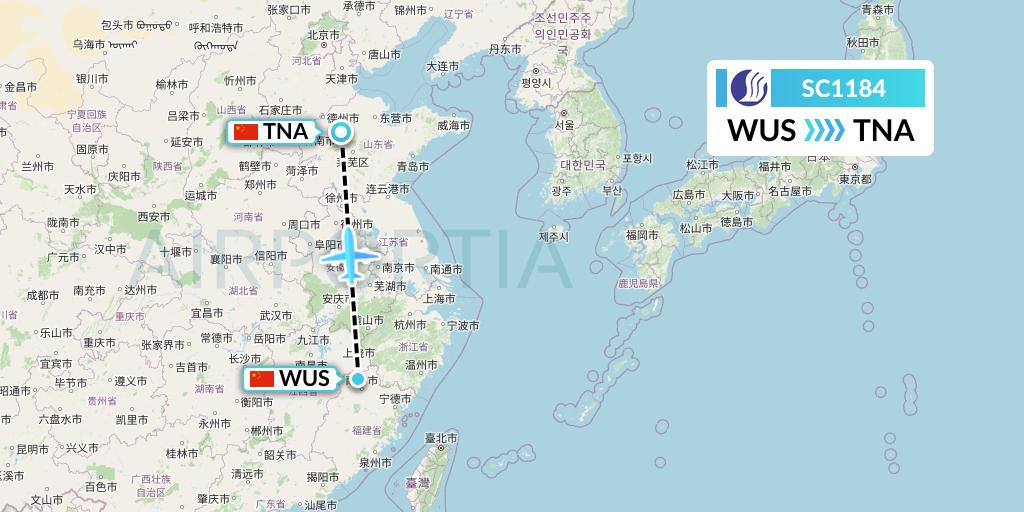 SC1184 Shandong Airlines Flight Map: Wuyishan to Jinan