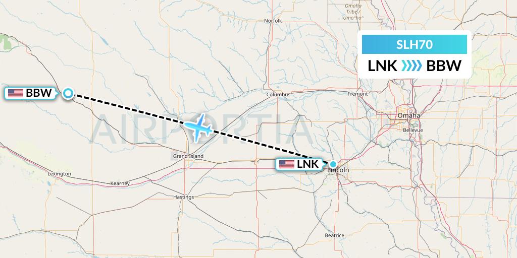 SLH70 Silverhawk Aviation Flight Map: Lincoln to Broken Bow