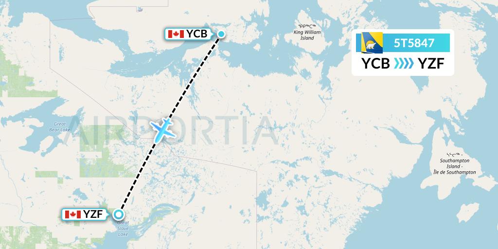 5T5847 Canadian North Flight Map: Cambridge Bay to Yellowknife