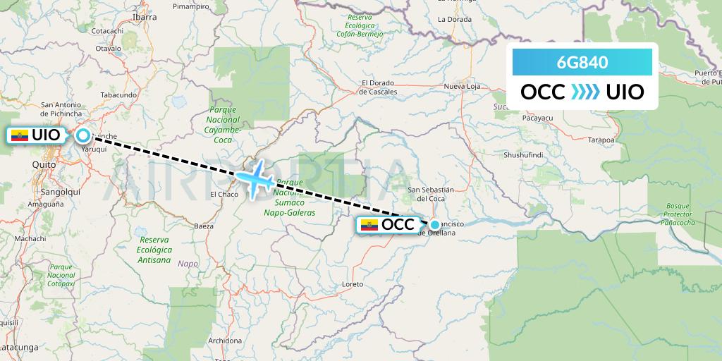 6G840 Go2Sky Flight Map: Coca to Quito