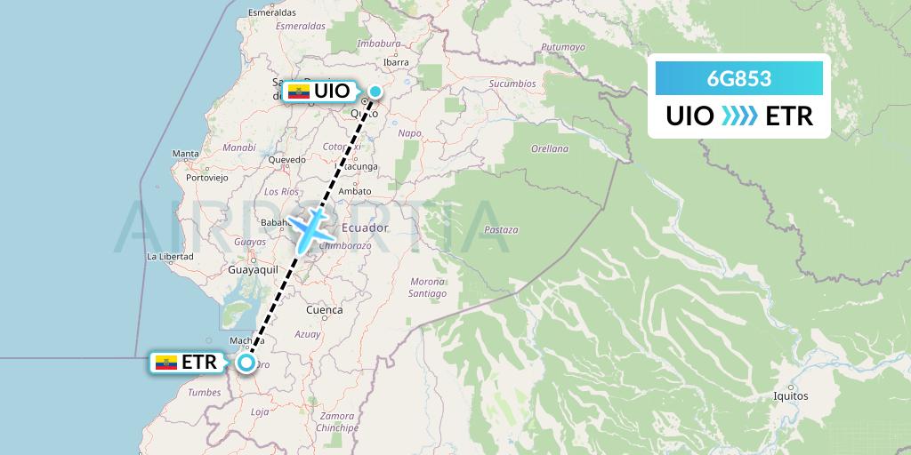 6G853 Go2Sky Flight Map: Quito to Santa Rosa