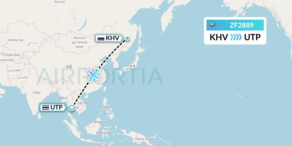 ZF2889 Azur Air Flight Map: Khabarovsk to Rayong