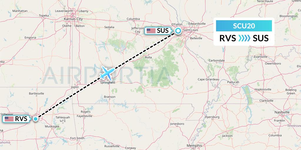 SCU20 Air Scorpio Flight Map: Tulsa to St. Louis