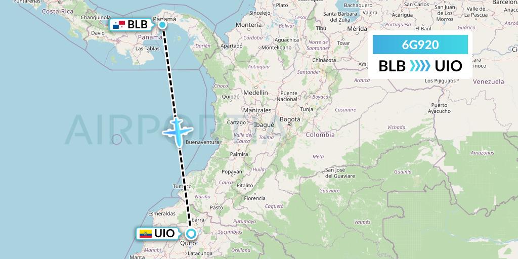 6G920 Go2Sky Flight Map: Balboa to Quito