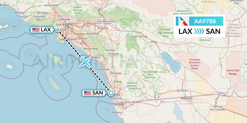 AA9788 American Airlines Flight Map: Los Angeles to San Diego
