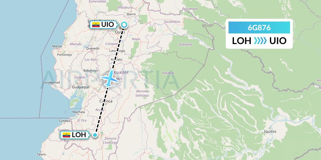 6G876 Go2Sky Flight Map: La Toma (Catamayo) to Quito