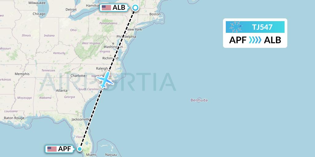 TJ547 Tradewind Aviation Flight Map: Naples to Albany