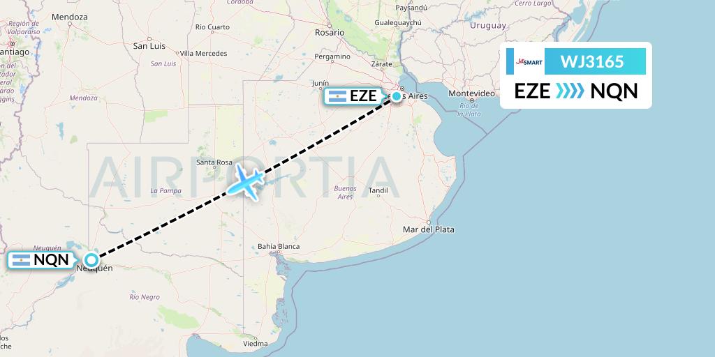 WJ3165 Jetsmart Airlines Flight Map: Buenos Aires to Neuquen