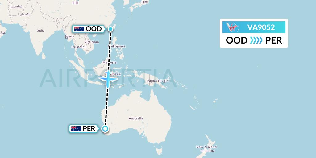 VA9052 Virgin Australia Flight Map: Newman to Perth