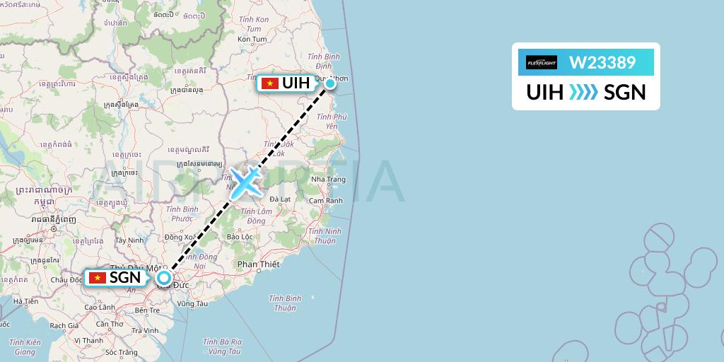 W23389 Flex Flight Flight Map: Qui Nhon to Ho Chi Minh City