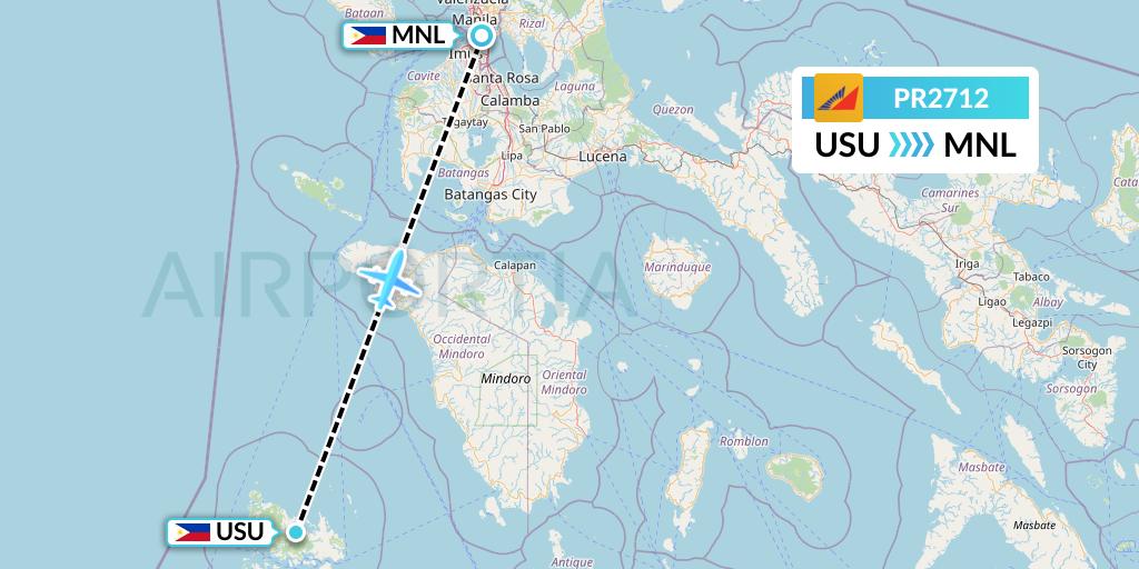 PR2712 Philippine Airlines Flight Map: Busuanga to Manila