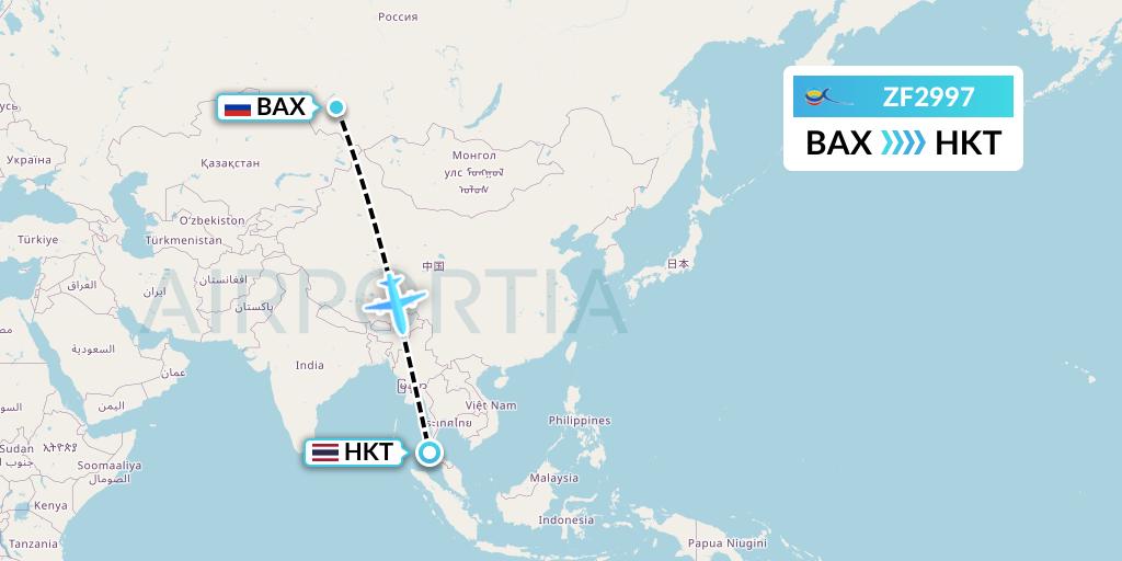 ZF2997 Azur Air Flight Map: Barnaul to Phuket