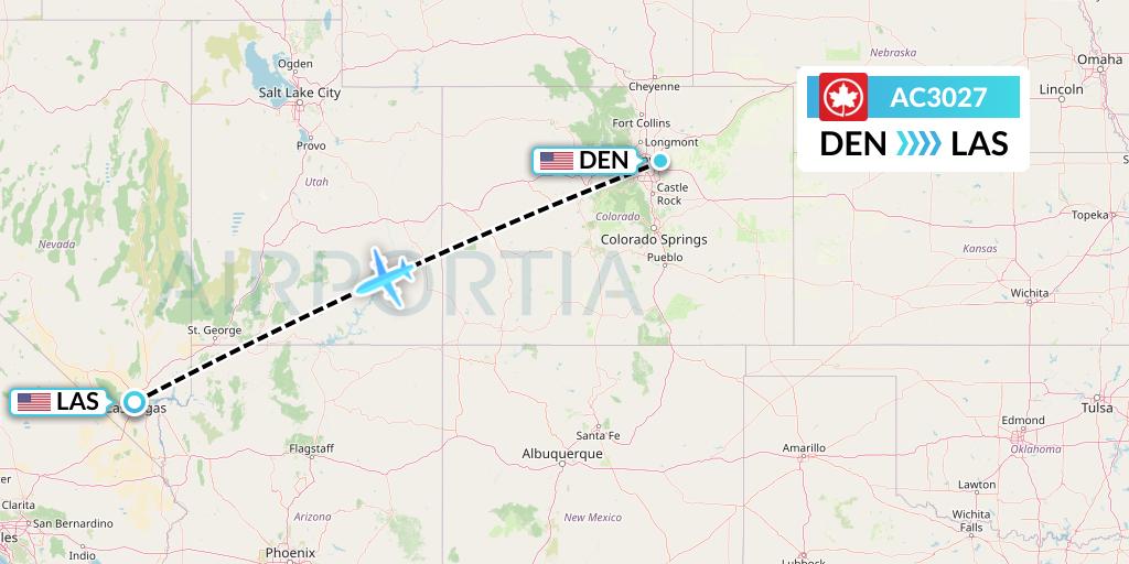 AC3027 Air Canada Flight Map: Denver to Las Vegas