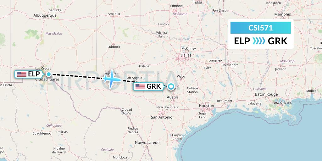 CSI571 Csi Aviation Flight Map: El Paso to Killeen