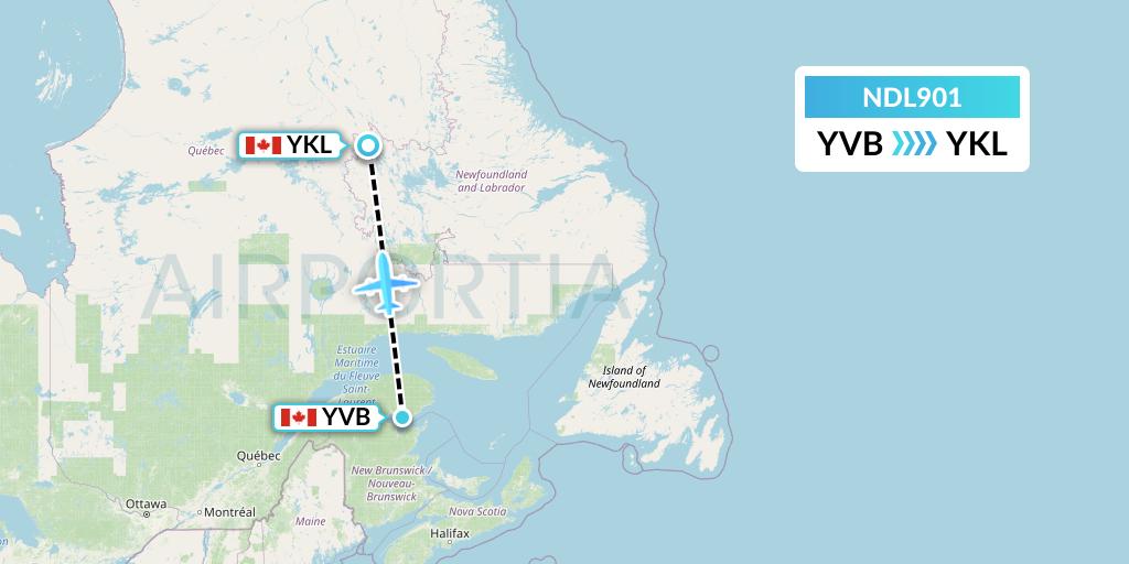 NDL901 Chrono Aviation Flight Map: Bonaventure to Schefferville