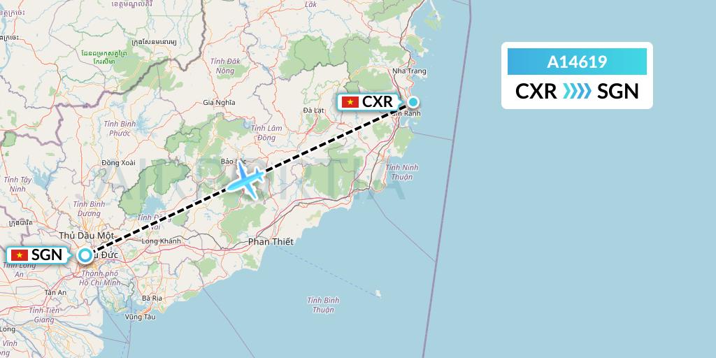 A14619 A.p.g. Distribution Systems Flight Map: Nha Trang to Ho Chi Minh City