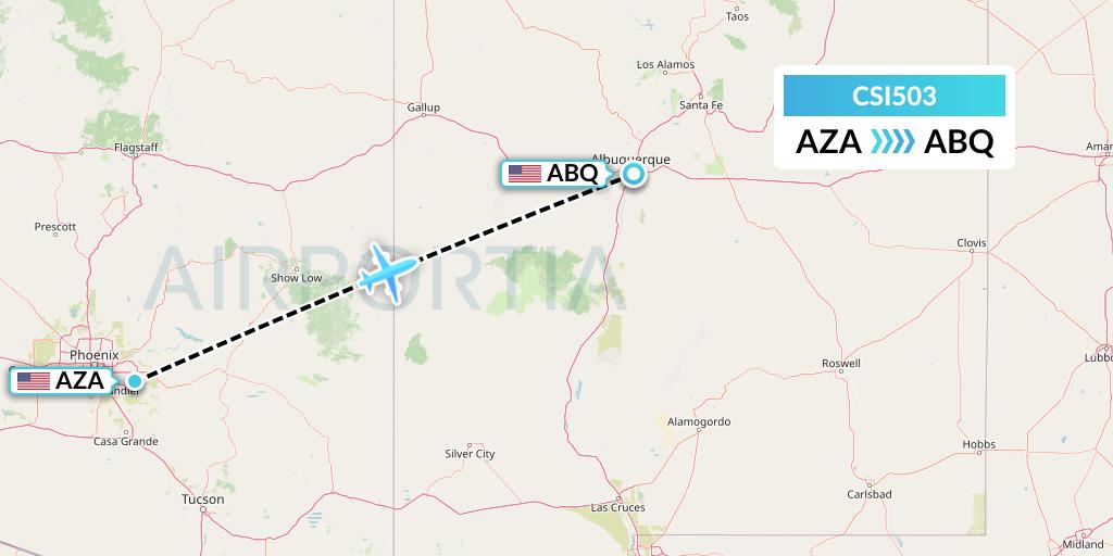 CSI503 Csi Aviation Flight Map: Phoenix to Albuquerque