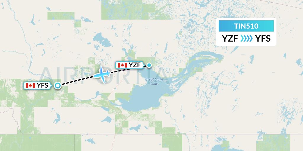 TIN510 Air Tindi Flight Map: Yellowknife to Fort Simpson