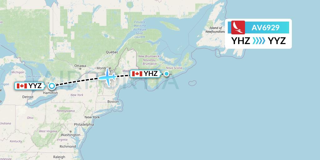 AV6929 Avianca Flight Map: Halifax to Toronto