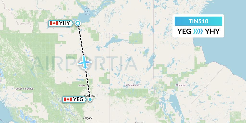 TIN510 Air Tindi Flight Map: Edmonton to Hay River