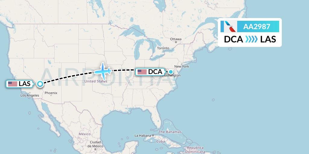 AA2987 American Airlines Flight Map: Washington to Las Vegas