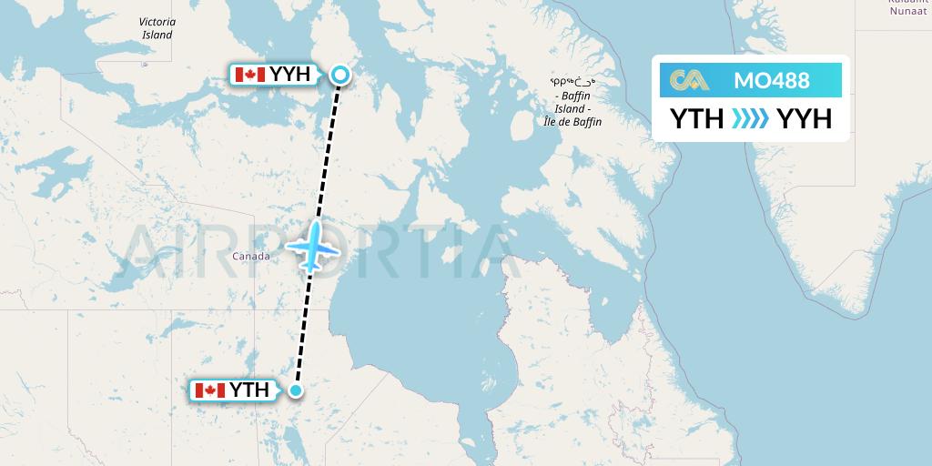 MO488 Calm Air Flight Map: Thompson to Taloyoak