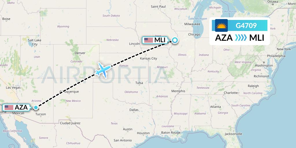 G4709 Allegiant Air Flight Map: Phoenix to Moline