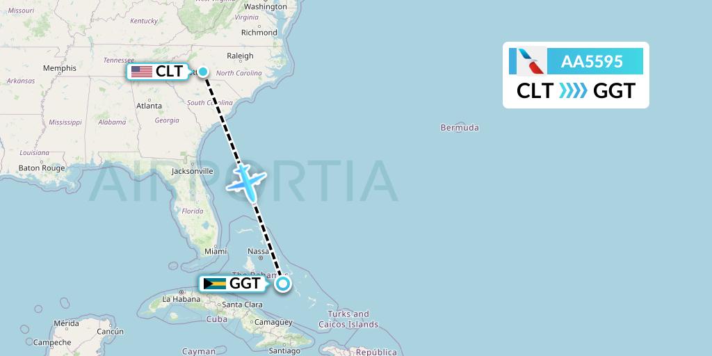 AA5595 American Airlines Flight Map: Charlotte to George Town