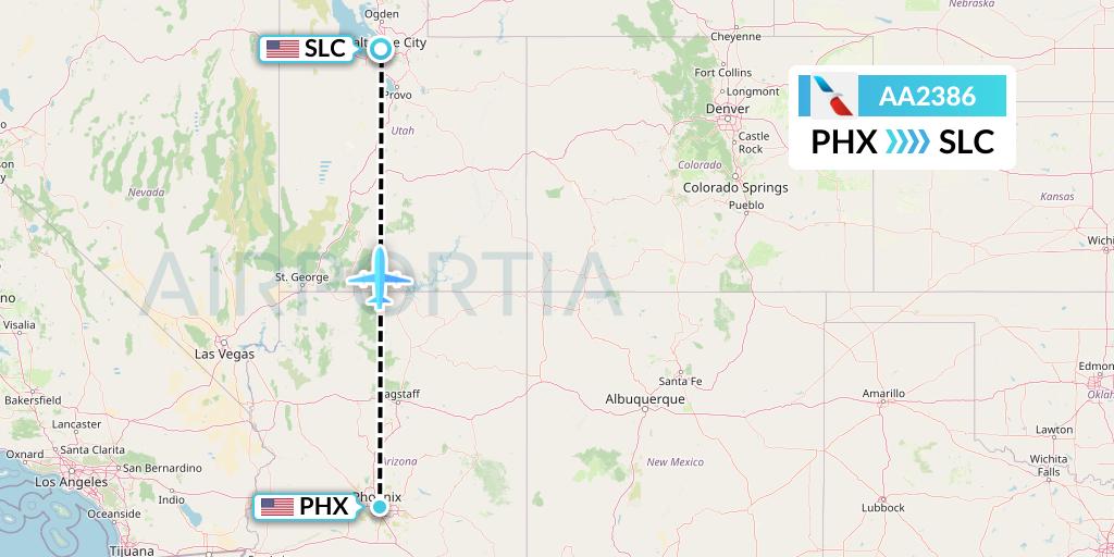 AA2386 American Airlines Flight Map: Phoenix to Salt Lake City