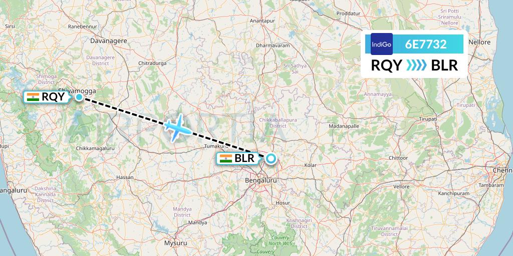 6E7732 IndiGo Airlines Flight Map: Bangalore to Bangalore