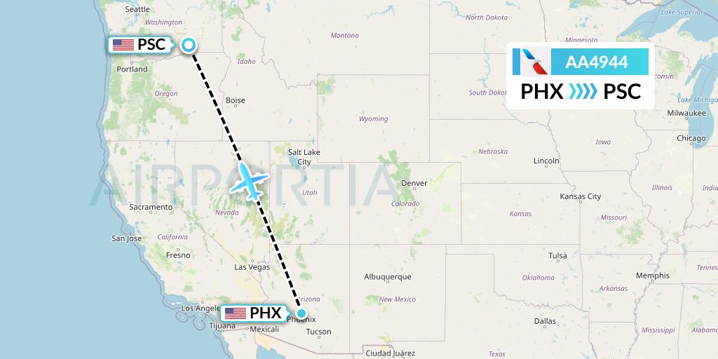 AA4944 American Airlines Flight Map: Phoenix to Pasco