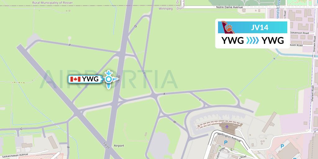 JV14 Bearskin Airlines Flight Map: Winnipeg to Winnipeg