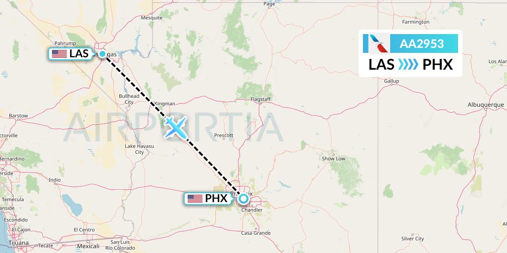 AA2953 American Airlines Flight Map: Las Vegas to Phoenix