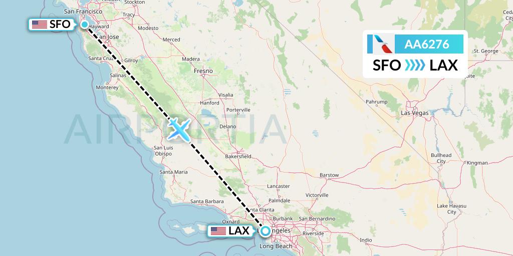 AA6276 American Airlines Flight Map: San Francisco to Los Angeles