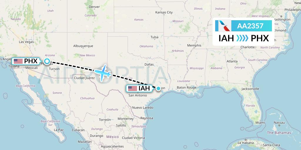 AA2357 American Airlines Flight Map: Houston to Phoenix