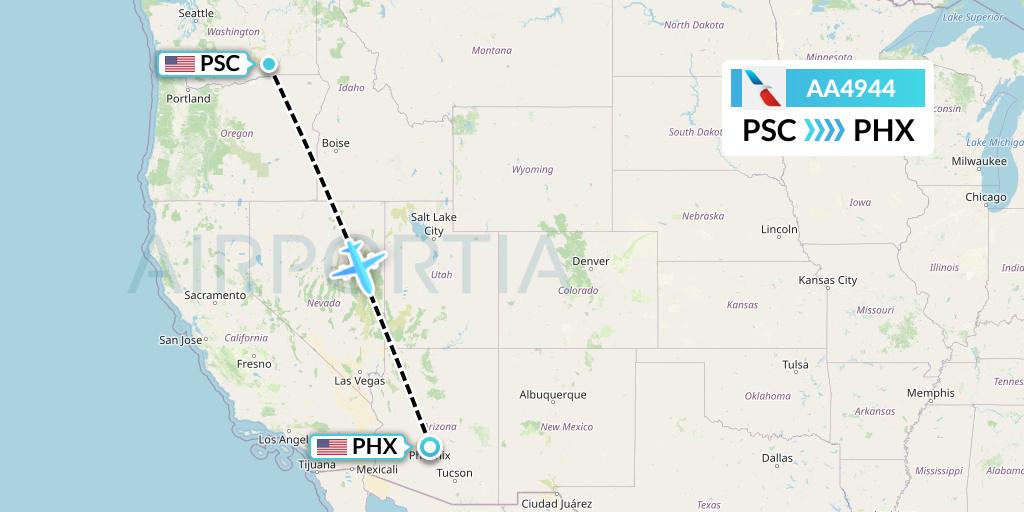 AA4944 American Airlines Flight Map: Pasco to Phoenix