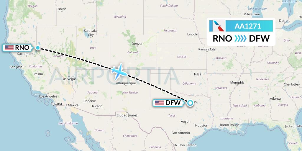 AA1271 American Airlines Flight Map: Reno to Dallas