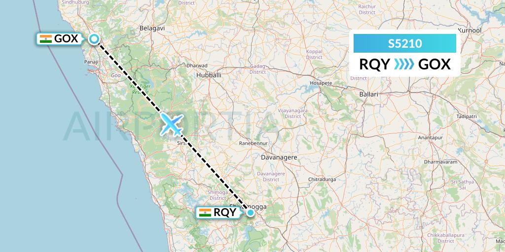 S5210 Star Air Flight Map: Bangalore to Goa