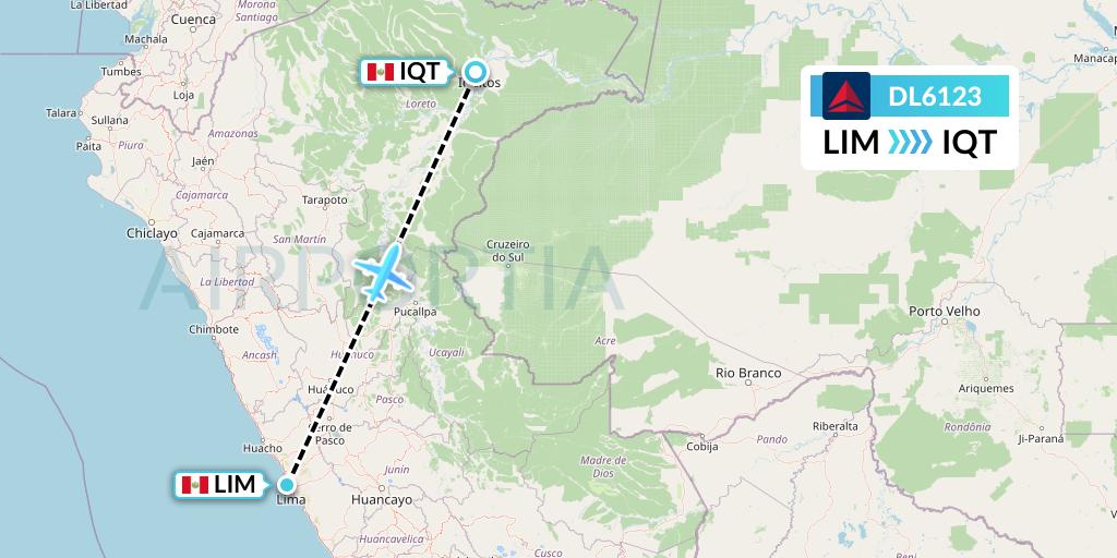 DL6123 Delta Air Lines Flight Map: Lima to Iquitos