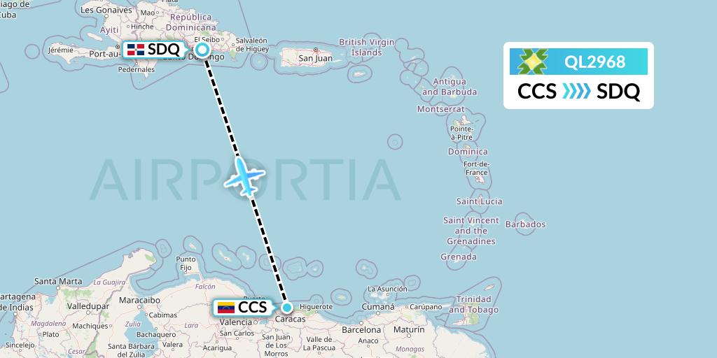 QL2968 Flight Status Laser Airlines Caracas to Santo Domingo (LER2968)