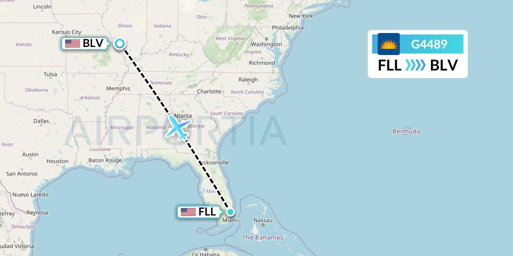 G4489 Allegiant Air Flight Map: Fort Lauderdale to Belleville